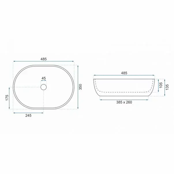 Lavoar pe blat Rea Lara Grey 48,5 cm [5]