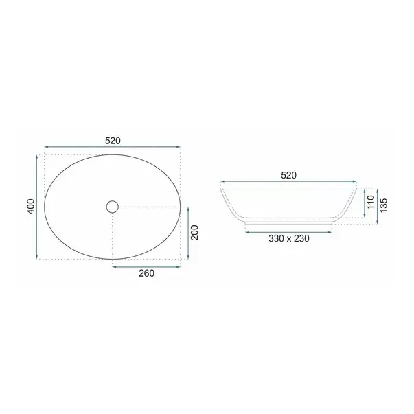 Lavoar pe blat Rea Margot oval 52 cm albastru-auriu [2]
