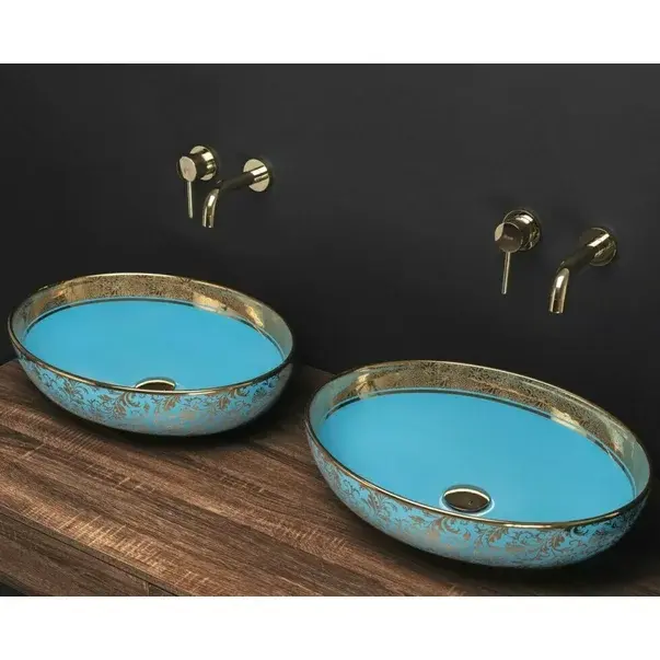 Lavoar pe blat Rea Margot oval 52 cm albastru-auriu [4]