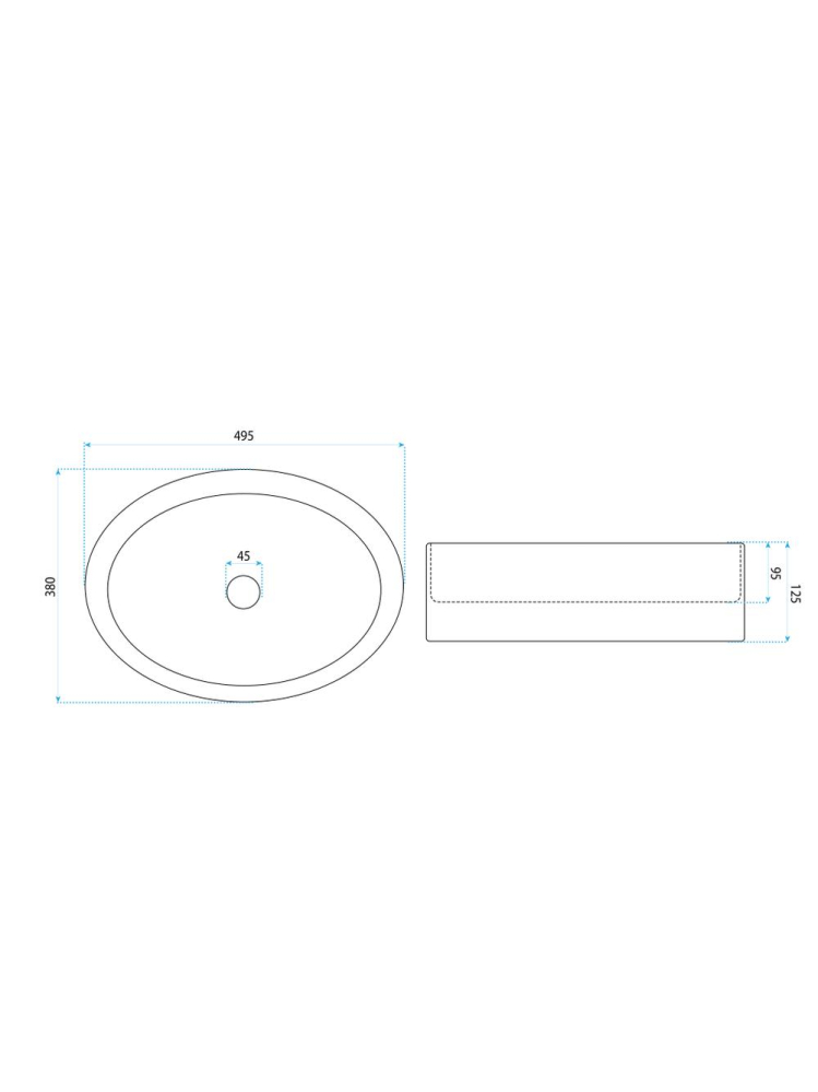 Lavoar pe blat REA Mirella Transparent lucios oval 495x380 mm sticla securizata [10]