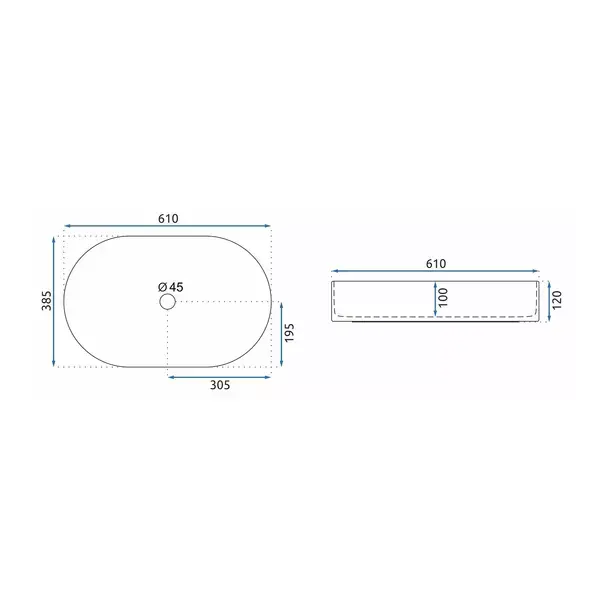 Lavoar pe blat Rea Nadia Aiax oval finisaj alb piatra lucios 61 cm [7]