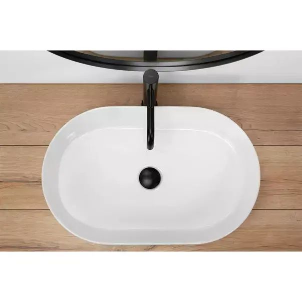 Lavoar pe blat Rea Nadia oval finisaj alb lucios 61 cm [3]