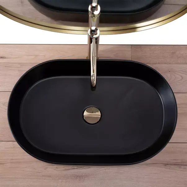 Lavoar pe blat Rea Nadia oval finisaj negru mat 61 cm [3]