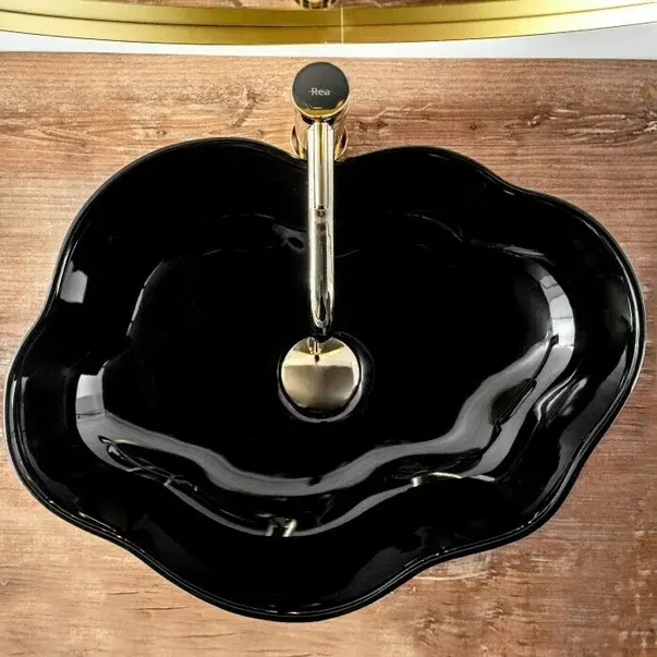 Lavoar pe blat Rea Pearl negru lucios 51,5 cm [5]