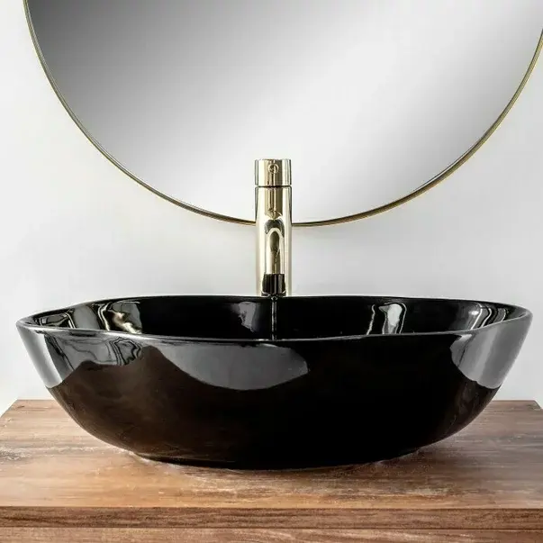 Lavoar pe blat Rea Pearl negru lucios 51,5 cm [6]