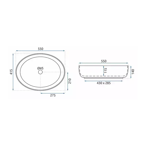 Lavoar pe blat Rea Queen Thunder oval finisaj alb piatra lucios 55 cm [6]