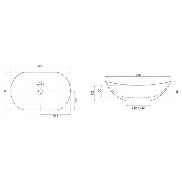 Lavoar pe blat Rea Royal Aiax stil marmura 60 cm [3]