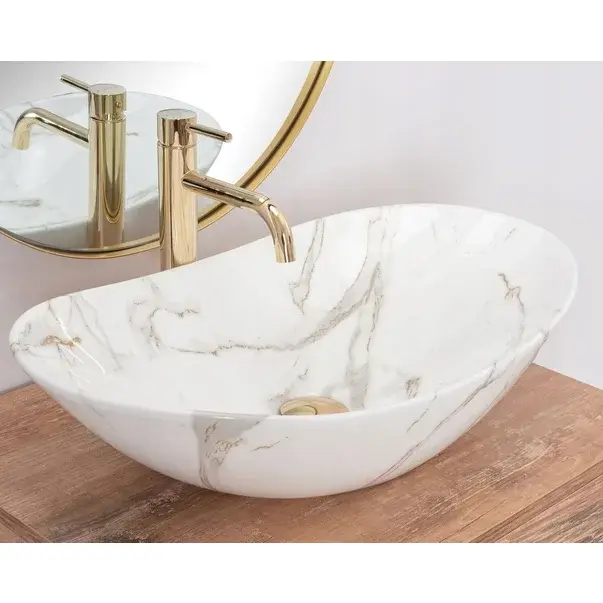 Lavoar pe blat Rea Royal Aiax stil marmura 60 cm [2]