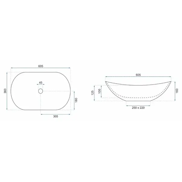 Lavoar pe blat Rea Royal granit lucios 60 cm [5]