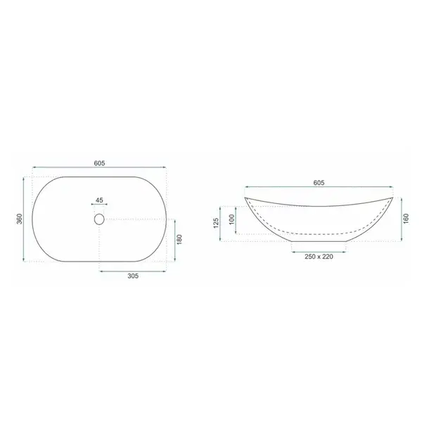 Lavoar pe blat Rea Royal granit mat 60 cm [2]