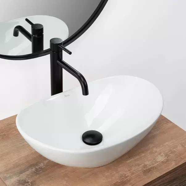 Lavoar pe blat Rea Royal Mini oval finisaj alb lucios 48 cm [3]