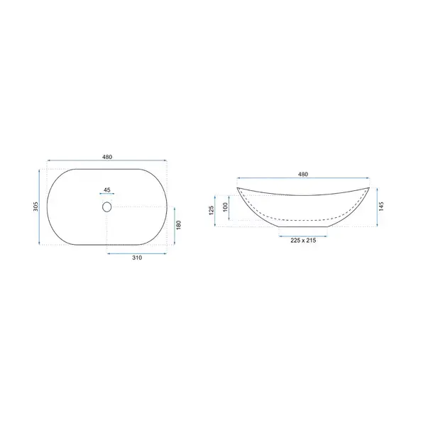 Lavoar pe blat Rea Royal Mini oval finisaj alb lucios 48 cm [6]