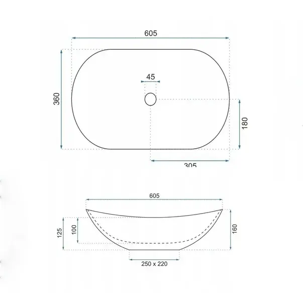 Lavoar pe blat Rea Royal model marmura Lava 60 cm [2]
