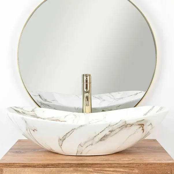 Lavoar pe blat Rea Royal model marmura Lava 60 cm [4]