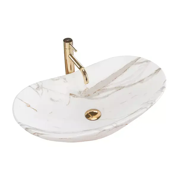 Lavoar pe blat Rea Royal oval finisaj piatra lava mat 60 cm [3]