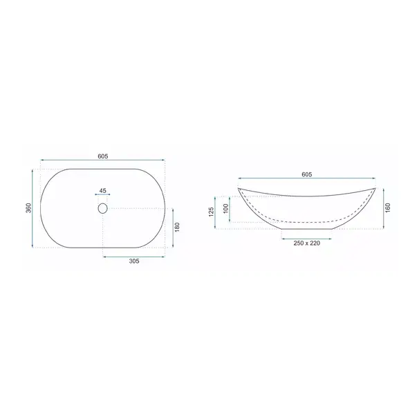 Lavoar pe blat Rea Royal oval finisaj piatra lava mat 60 cm [5]