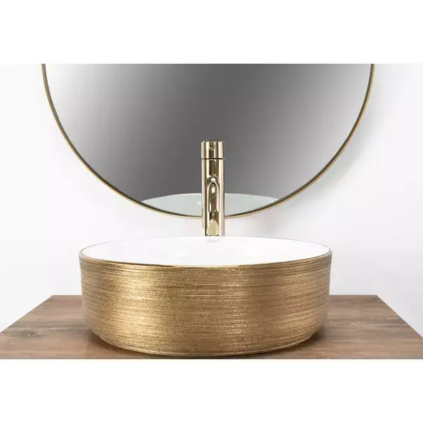 Lavoar pe blat Rea Sami rotund finisaj alb - auriu periat 36 cm [4]