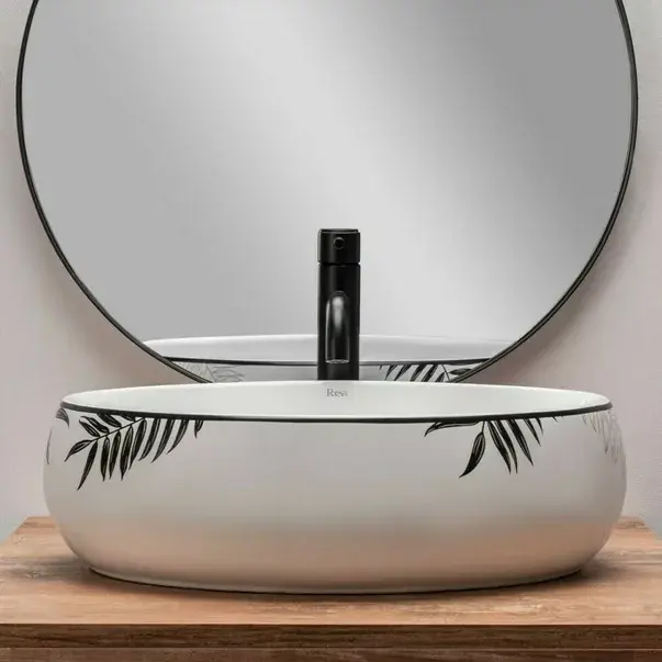 Lavoar pe blat Rea Shila alb oval 49 cm [6]