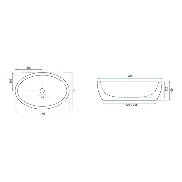 Lavoar pe blat Rea Shila alb oval 49 cm [2]