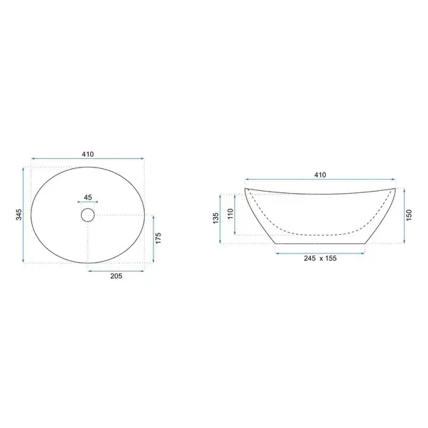Lavoar pe blat Rea Sofia 41 cm alb - auriu periat [2]