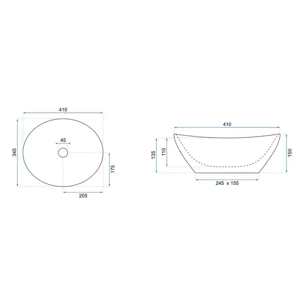 Lavoar pe blat Rea Sofia 41 cm negru - auriu [2]