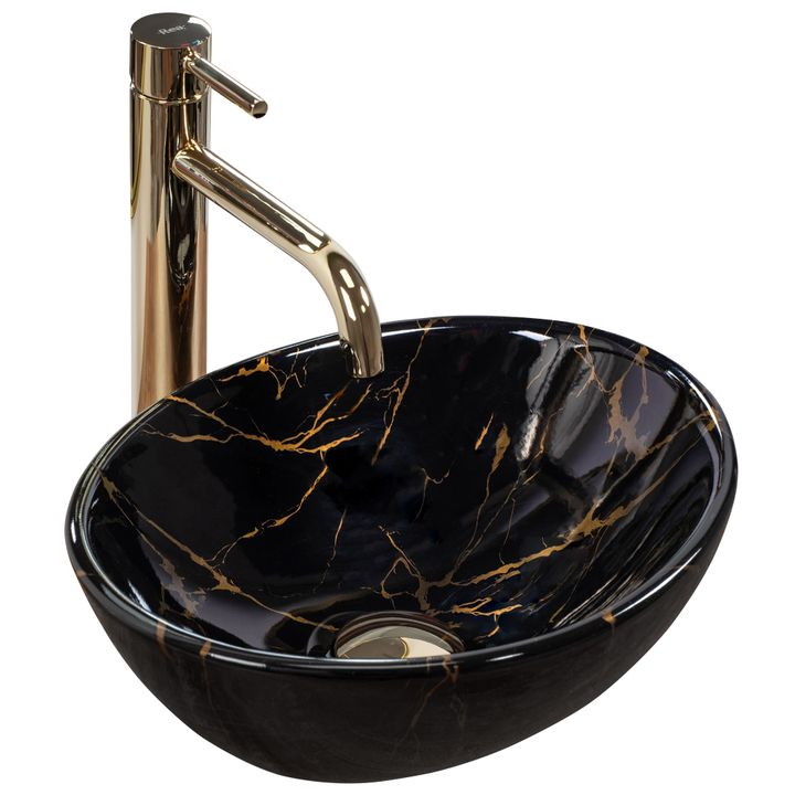 Lavoar pe blat Rea Sofia Mini Black Marble Shiny [1]