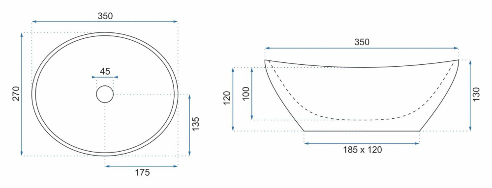 Lavoar pe blat Rea Sofia Mini Black Marble Shiny [9]
