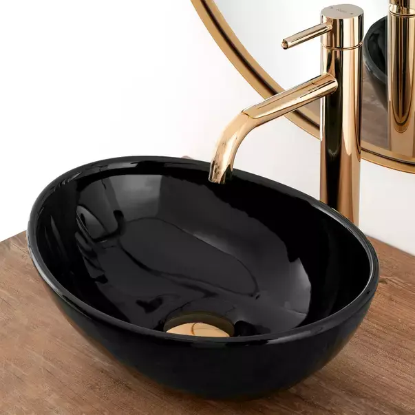 Lavoar pe blat Rea Sofia Mini oval finisaj negru lucios 35 cm [5]
