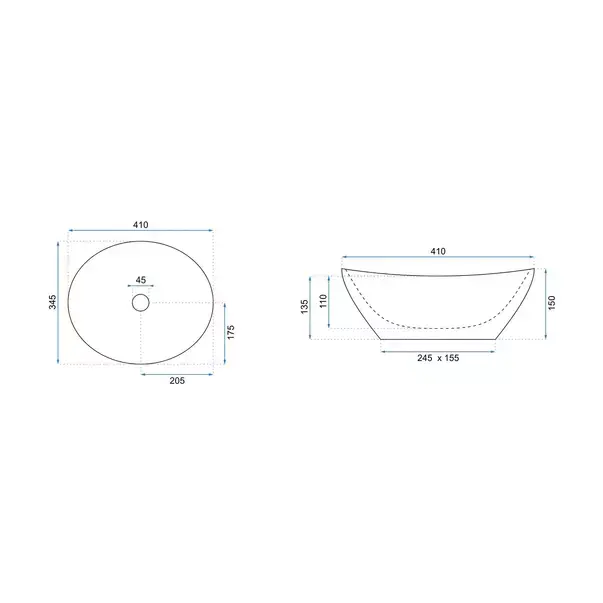 Lavoar pe blat Rea Sofia oval finisaj negru - auriu lucios 41 cm [6]