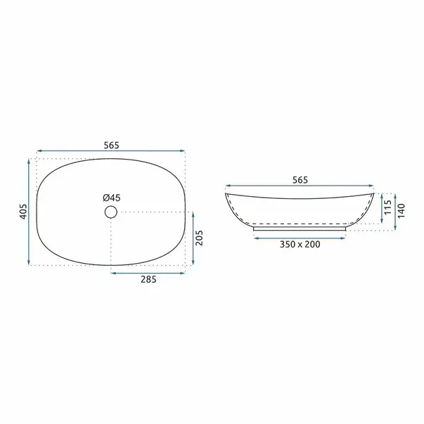 Lavoar pe blat Rea Tango 56 cm alb [2]
