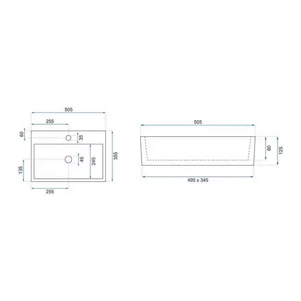 Lavoar pe blat Rea Valeria 51 cm alb [2]