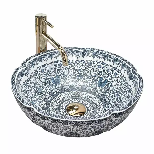 Lavoar pe blat Rea Vivien rotund finisaj alb - albastru 43 cm [2]