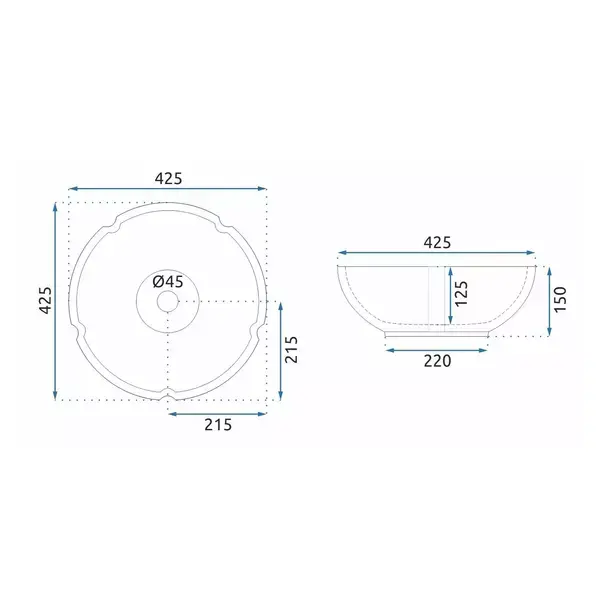 Lavoar pe blat Rea Vivien rotund finisaj alb - albastru 43 cm [7]