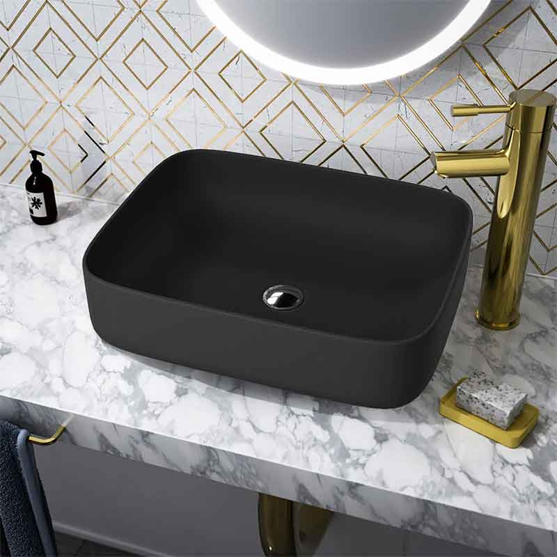 Lavoar pe blat Spectrum, Castor Black, dreptunghiular, negru mat [2]