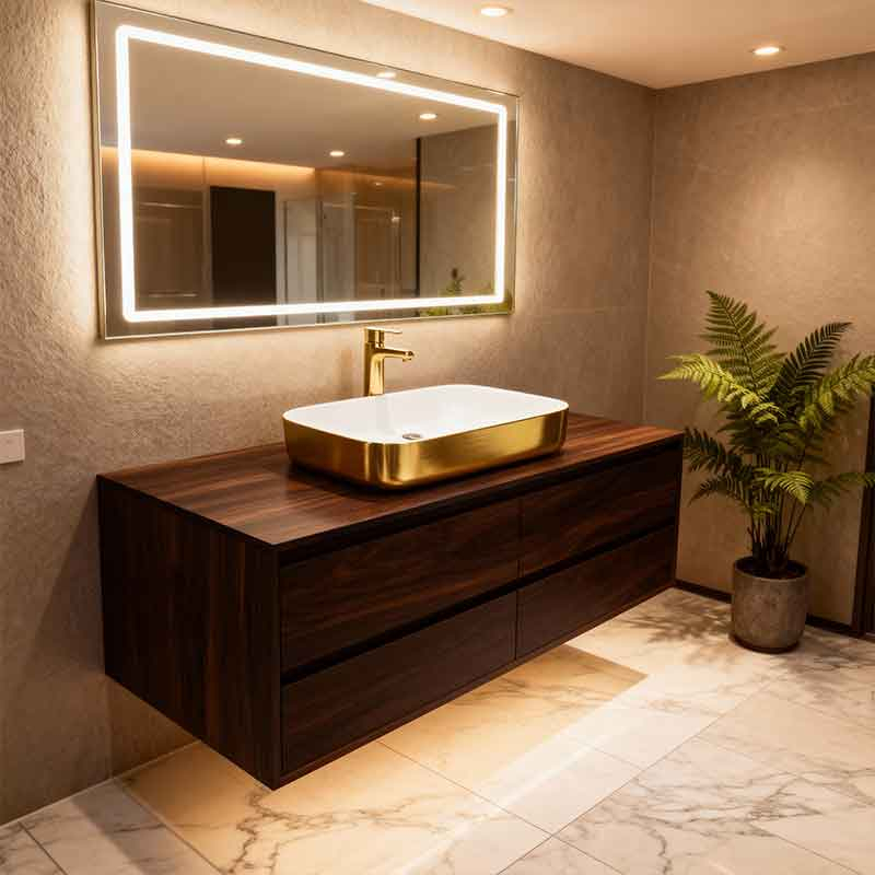 Lavoar pe blat Spectrum, Castor Brushed Gold, dreptunghiular, auriu periat-alb [2]