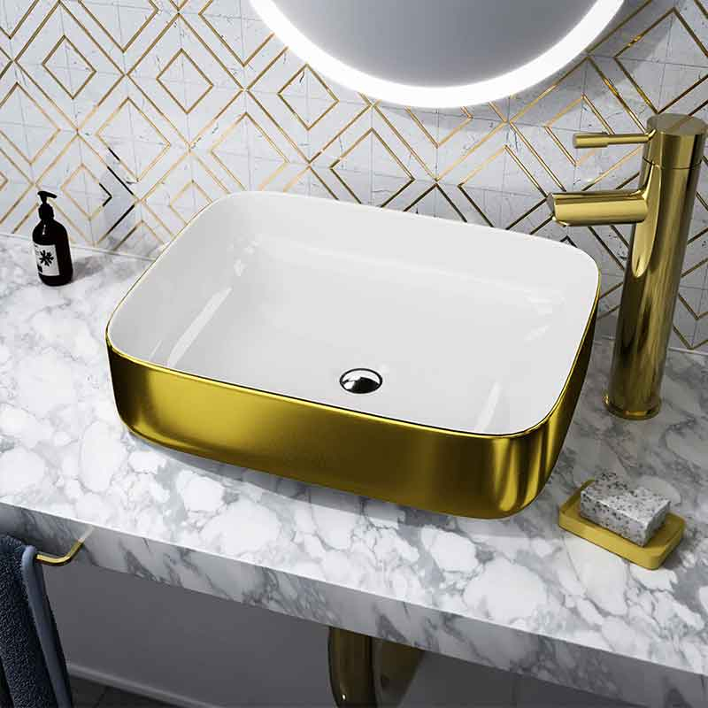Lavoar pe blat Spectrum, Castor Gold White, dreptunghiular rotunjit, auriu lucios-alb [2]