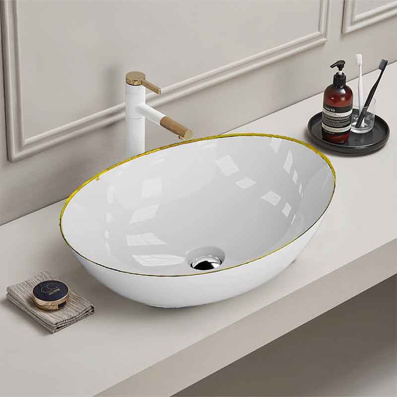 Lavoar pe blat Spectrum, Finta Gold Line, oval, alb-auriu [2]