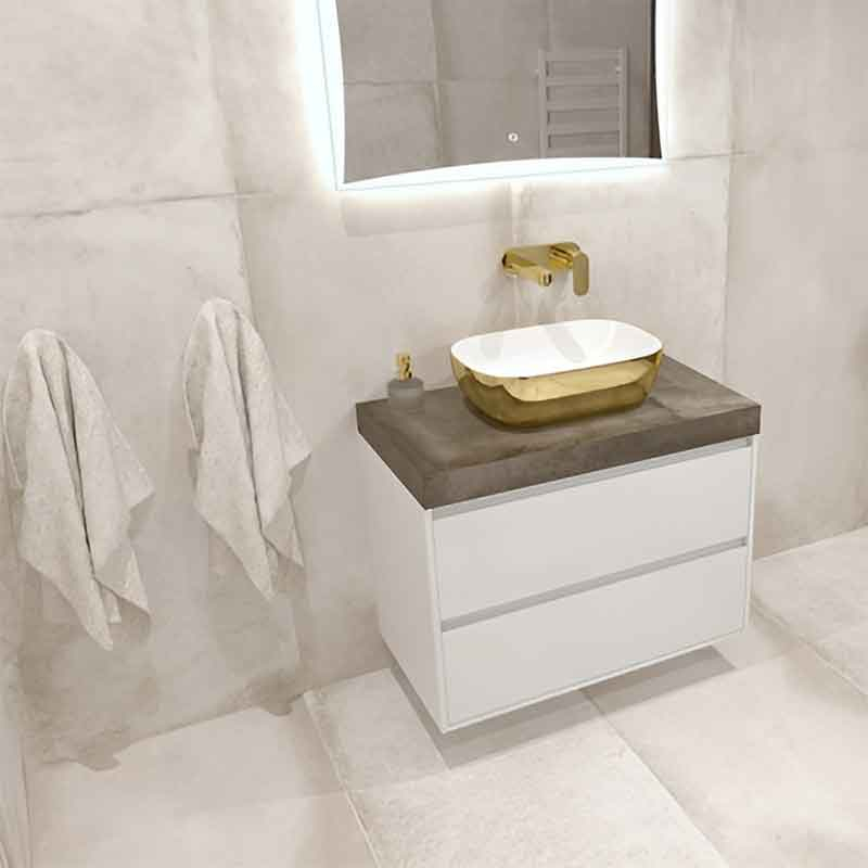  Lavoar pe blat Spectrum, Gineta Gold White, dreptunghiular, auriu lucios-alb [3]