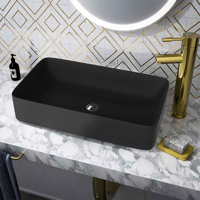Lavoar pe blat Spectrum, Petra Black, dreptunghiular, negru mat [2]