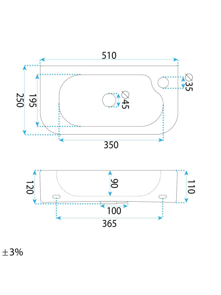 Lavoar pe blat / suspendat REA Odetta alb [7]