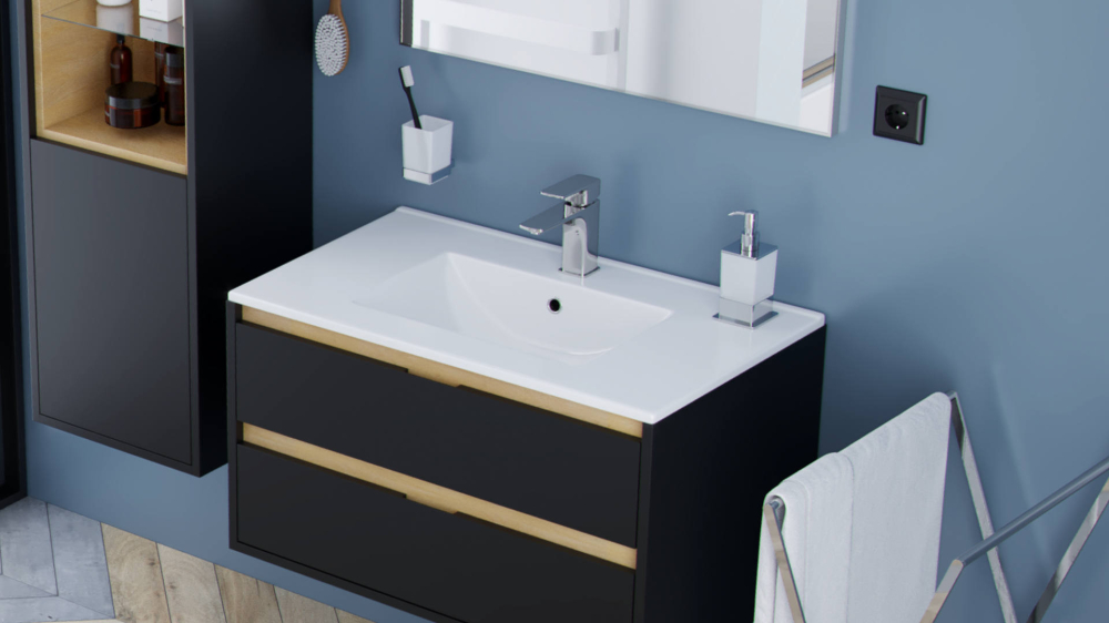 Lavoar mobilier Excellent AS 81x46,5 cm dreptunghiular alb lucios [2]