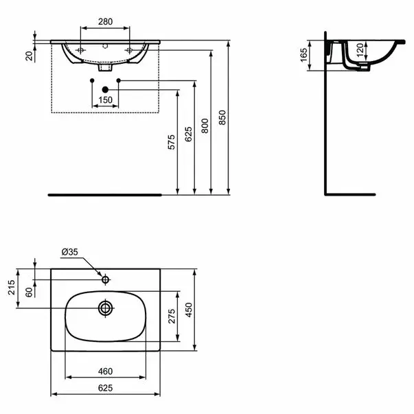 Lavoar pe mobilier Ideal Standart Tesi 62,5 cm [2]