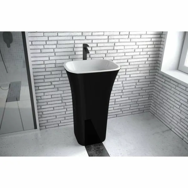 Lavoar pe pardoseala Besco Assos negru cu alb 50x40 cm [2]