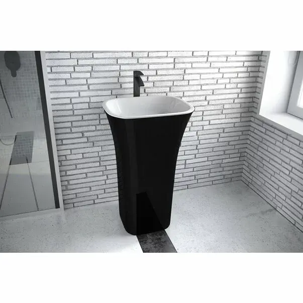 Lavoar pe pardoseala Besco Assos negru cu alb 50x40 cm [2]