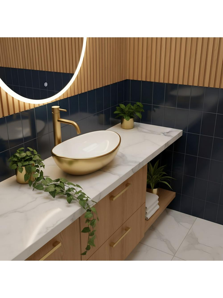 Lavoar pentru blat Basaro  Sofia auriu / Alb [2]