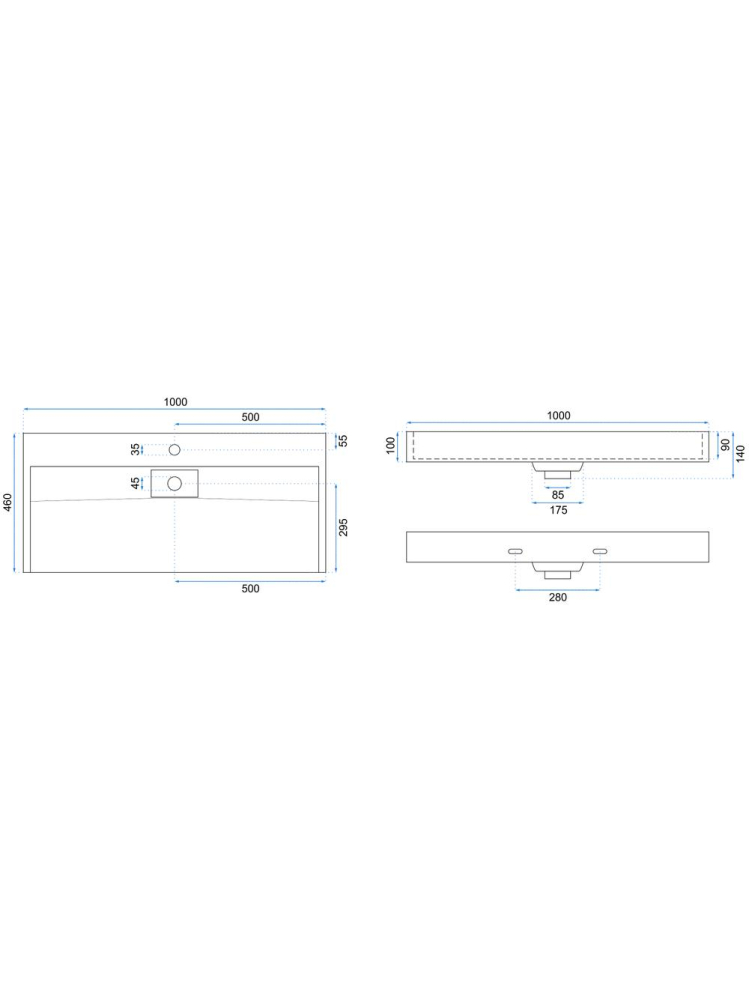 Lavoar pentru blat GOYA 100 cm alb [8]