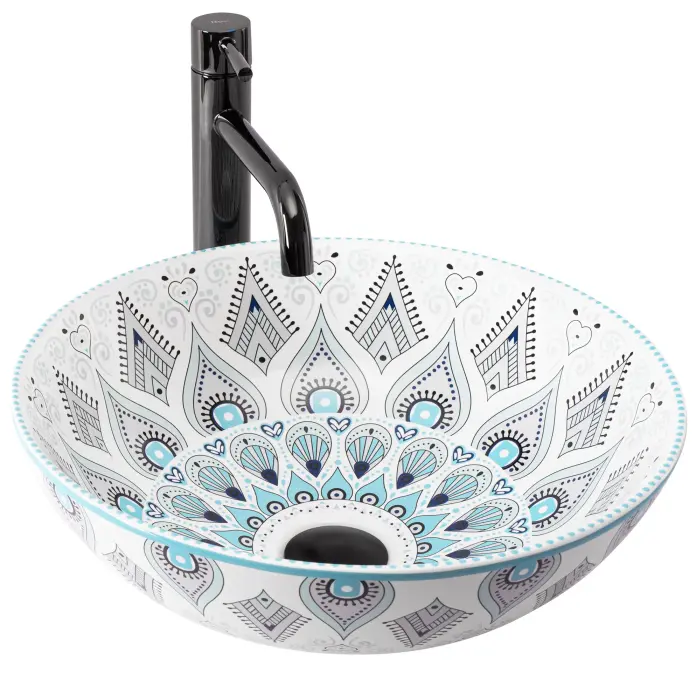 Lavoar pentru blat Mandala Alb cu model, Rea [1]