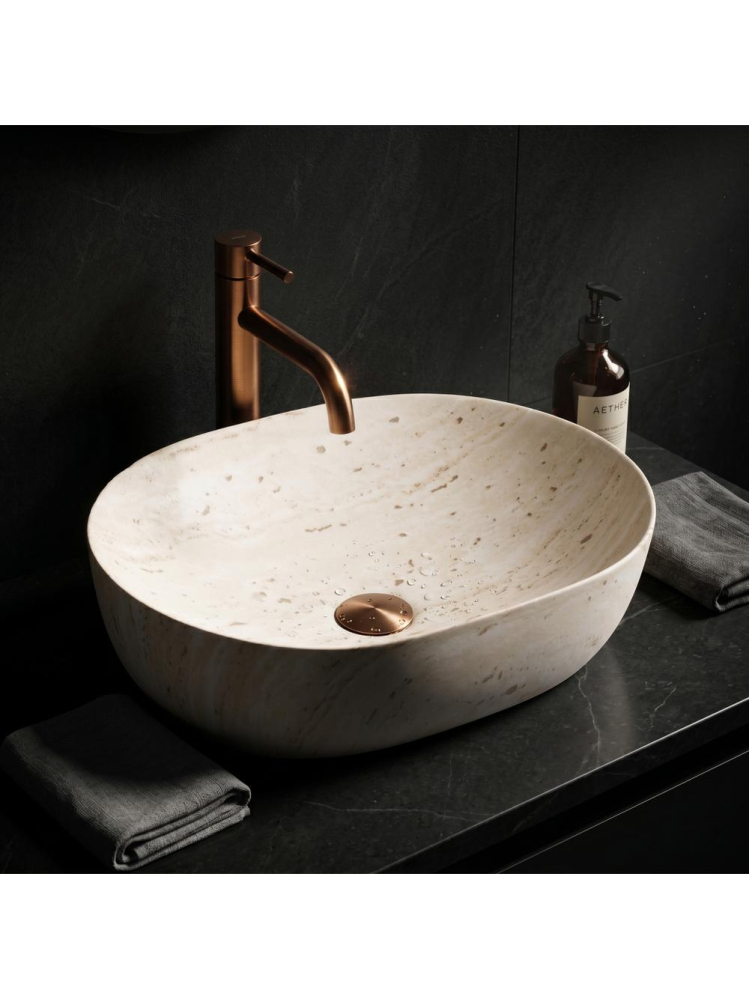 Lavoar pentru blat Rea Amelia Travertine Classic 48 imitatie piatra [4]