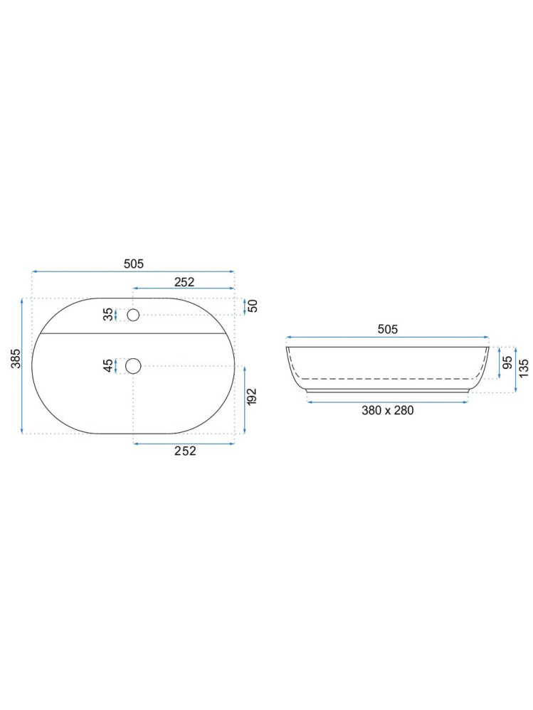 Lavoar pentru blat REA Aura 51 alb mat [5]