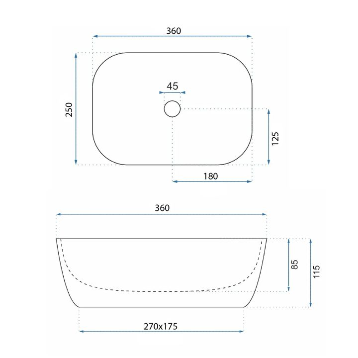 Lavoar pentru blat Rea BELINDA MINI TRAVERTINE MATT [6]